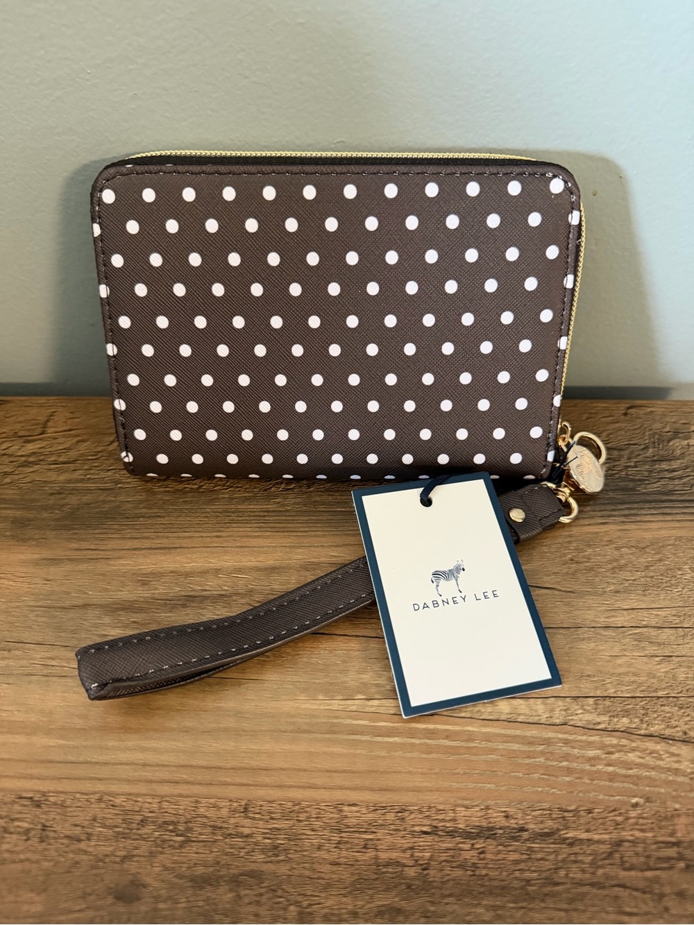 Dabney Lee Brown/White Polka Dot Wristlet. NWT. - Picture 2 of 3